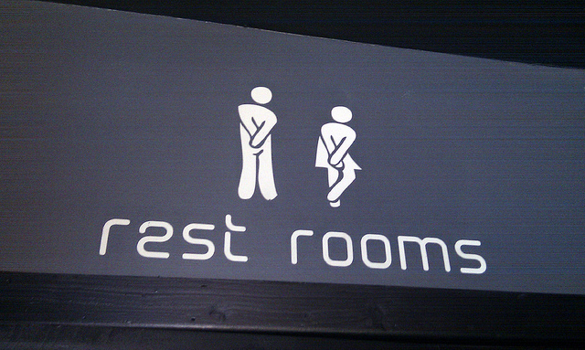Bathroom sign for people with MS bladder issues