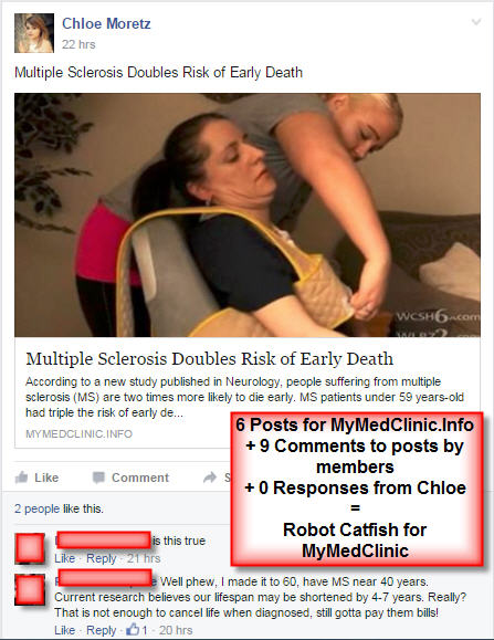 Robot catfish are fake FB profiles that try to get you to visit fake medical websites part 3