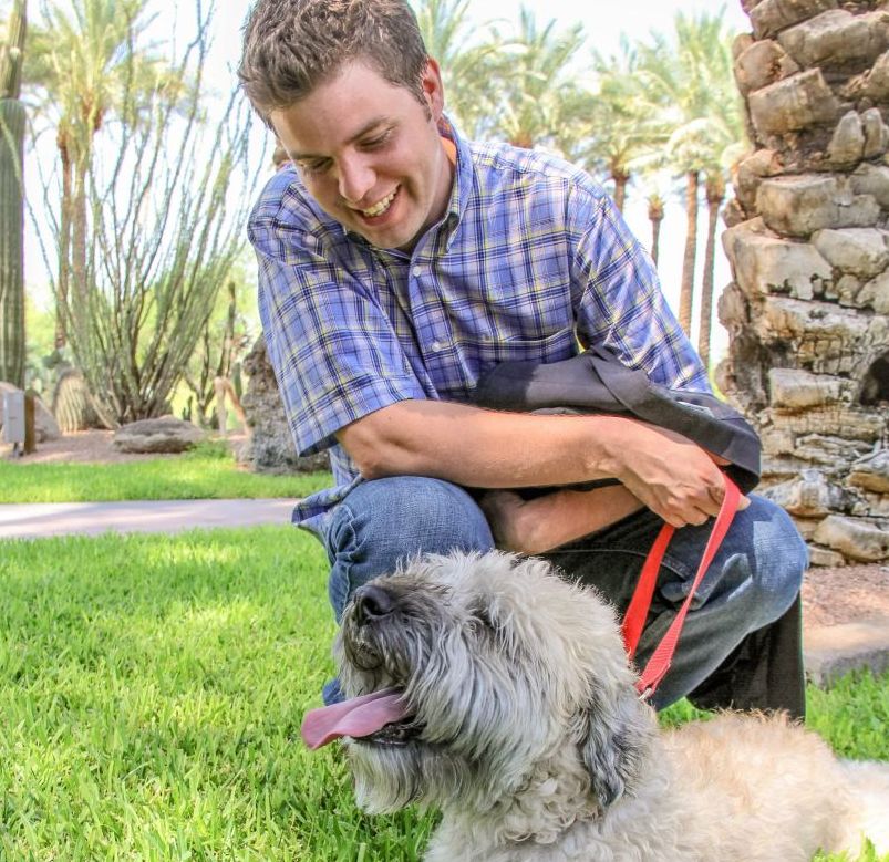 Matt Cavallo with his service dog Ted