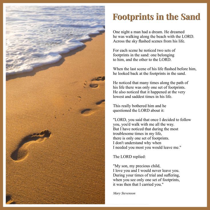 A picture of the poem, Footprints in the Sand.